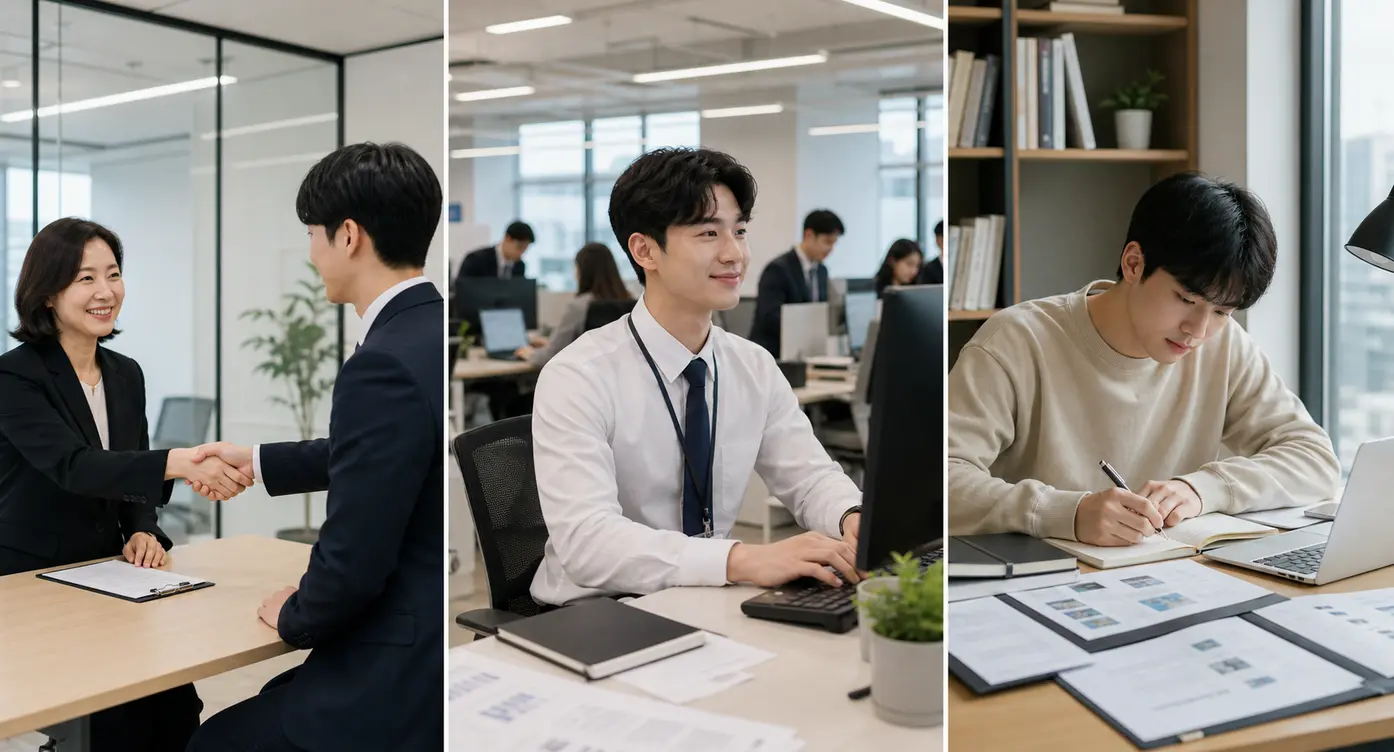 채용·근속·구직 단계의 차이를 보여주는 이미지