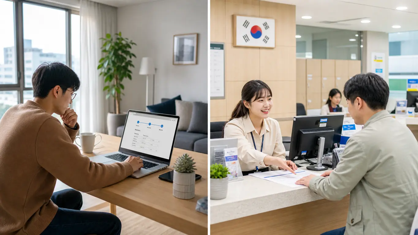 전입신고 온라인과 주민센터 방문의 차이를 보여주는 모습