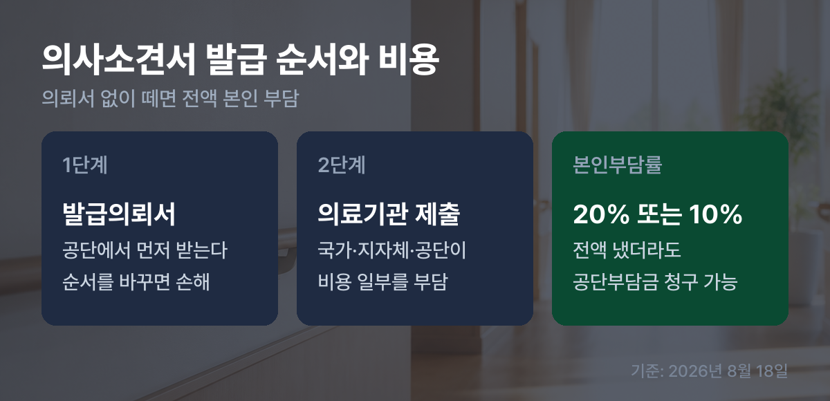 의사소견서 발급의뢰서 순서와 본인부담률 안내 카드