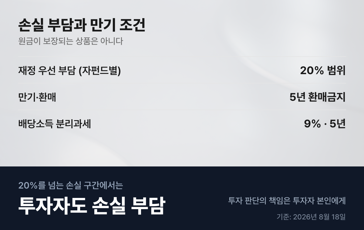국민성장펀드 재정 20% 우선 부담과 5년 환매금지 조건표